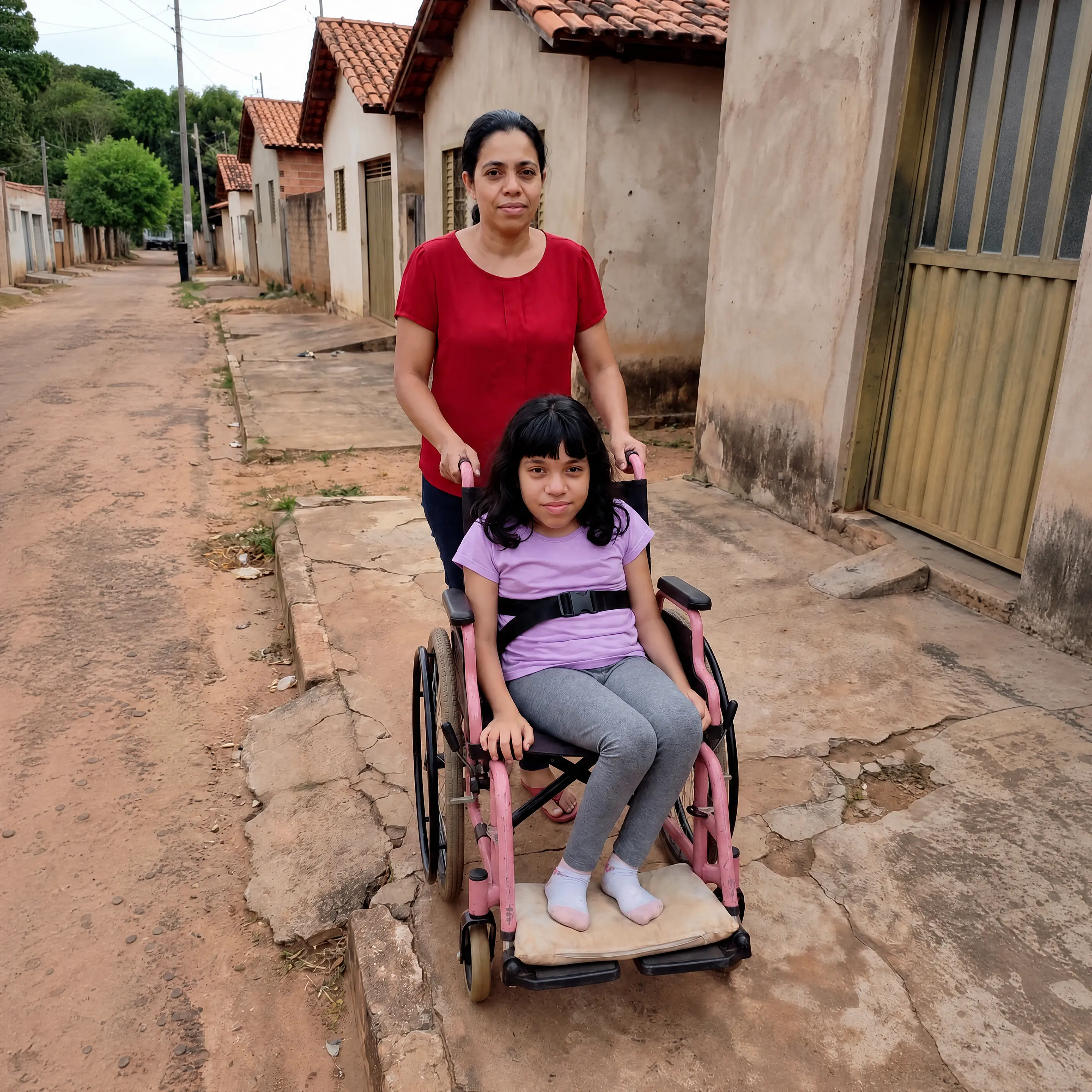 Larissa em sua cadeira de rodas